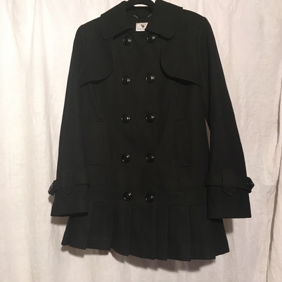 Worthington Jackets & Blazers - Black Double Breasted Peplum Peacoat Wool Blend